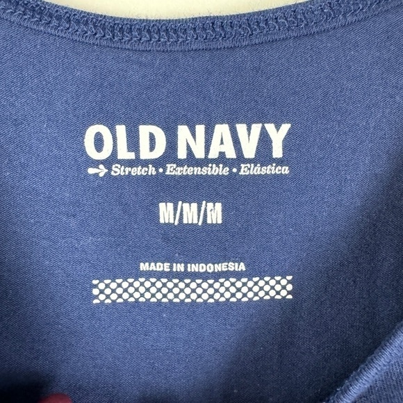 Old Navy 2 Tank Tops Red Ribbed "Need Coffee" and Navy Blue Tank Women's Medium - Picture 10 of 12